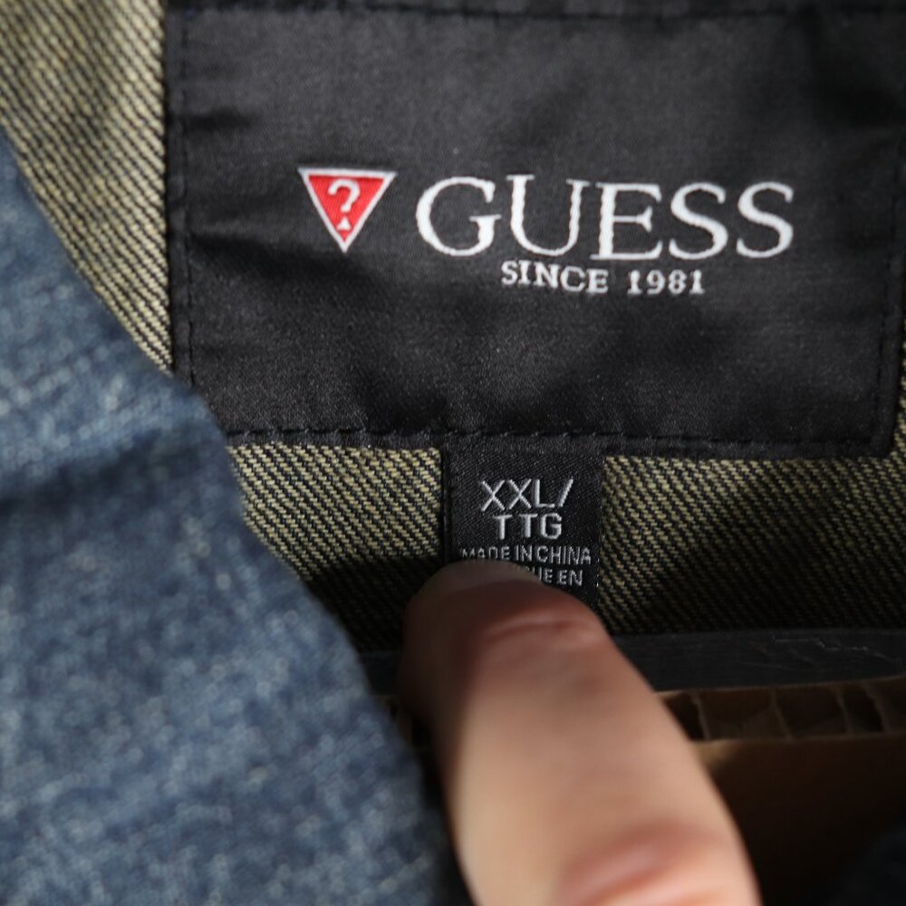 Guess Men's XXL Blue Denim Jacket Casual Regular Fit Button Down With Pockets - Picture 3 of 14